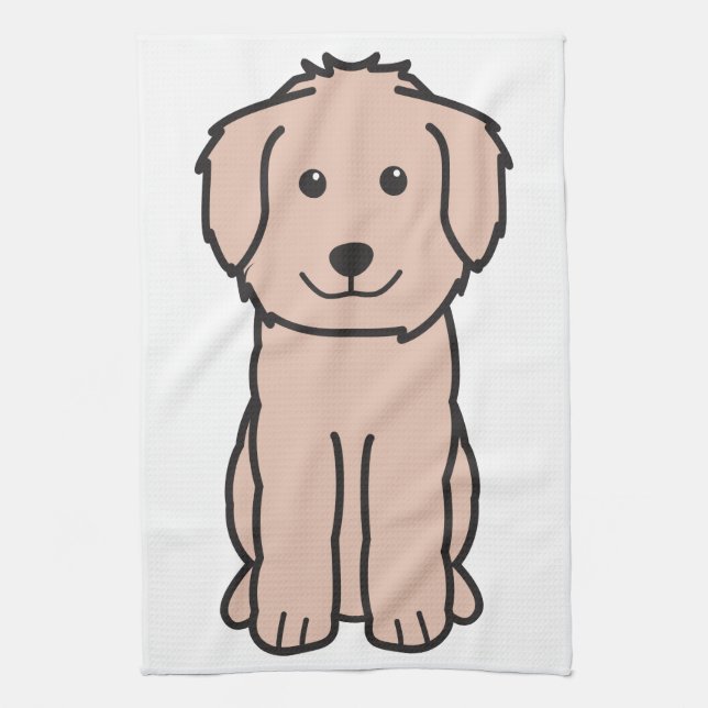 Paño De Cocina Dibujo animado del perro de Goldendoodle (Vertical)