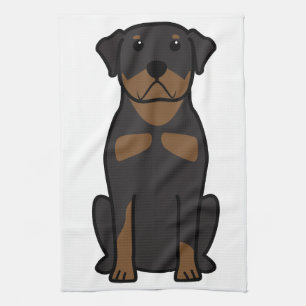 Paño De Cocina Dibujo animado del perro de Rottweiler