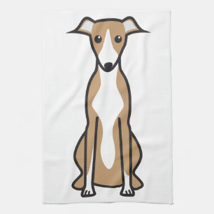 Paño De Cocina Dibujo animado del perro de Whippet