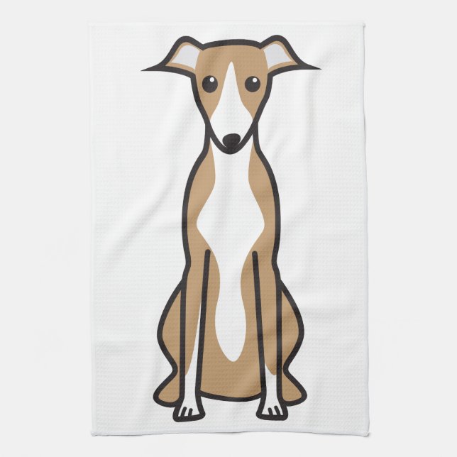 Paño De Cocina Dibujo animado del perro de Whippet (Vertical)