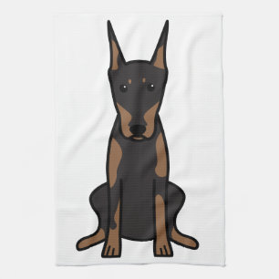 Paño De Cocina Dibujo animado del perro del Pinscher del Doberman