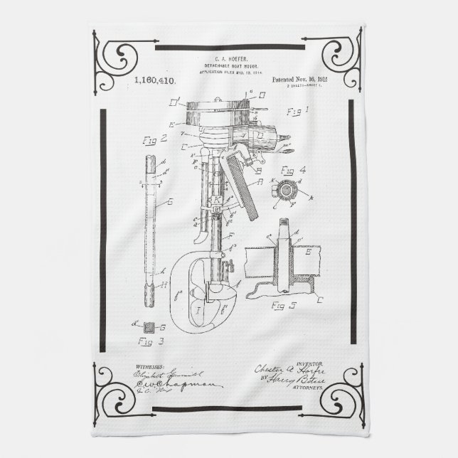 Paño De Cocina Dibujo de 1915 patentes para el motor externo en (Vertical)