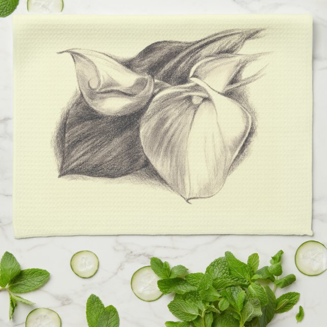Paño De Cocina Dibujo de Calla Lilies (Doblado)