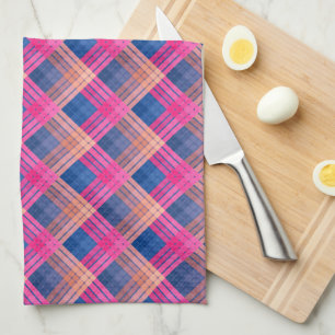Paño De Cocina Dibujo de cuadros con colorido de zig zag