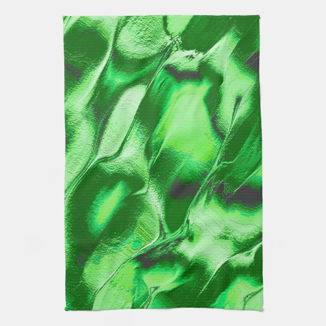 Paño De Cocina Dibujo de dunas verdes metálicas toscas (Vertical)