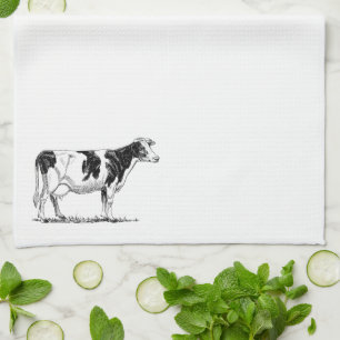 Paño De Cocina Dibujo de lápiz Fresian Dairy Cow Holstein