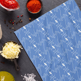 Paño De Cocina Dibujo de línea de cabeza de perro moderno azul y 