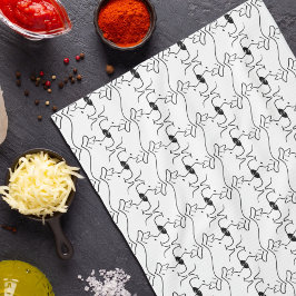 Paño De Cocina Dibujo de línea de cabeza de perro moderno en blan