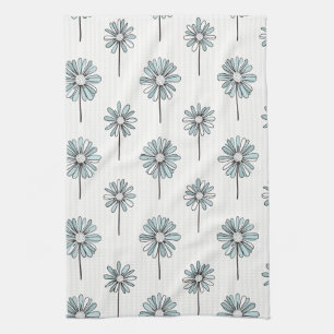 Paño De Cocina Dibujo de línea de margarita pastel con raya