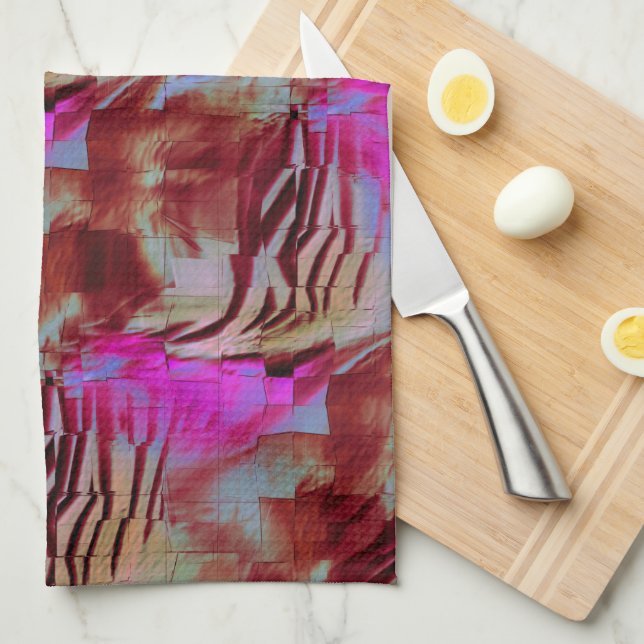 Paño De Cocina Dibujo de mosaico abstracto de rosa rústico y oxid (Doblado Cuarto)