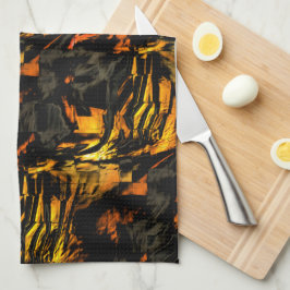 Paño De Cocina Dibujo de mosaico abstracto, dorado y quemado muy 