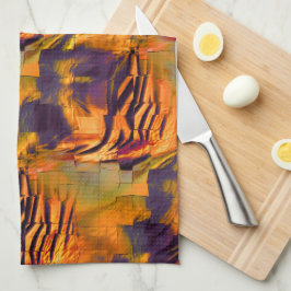 Paño De Cocina Dibujo de mosaico abstracto manchado, oro quemado 