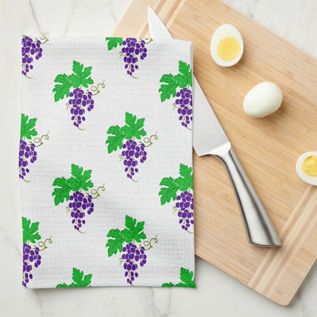 Paño De Cocina Dibujo de Vid Morada (Doblado Cuarto)