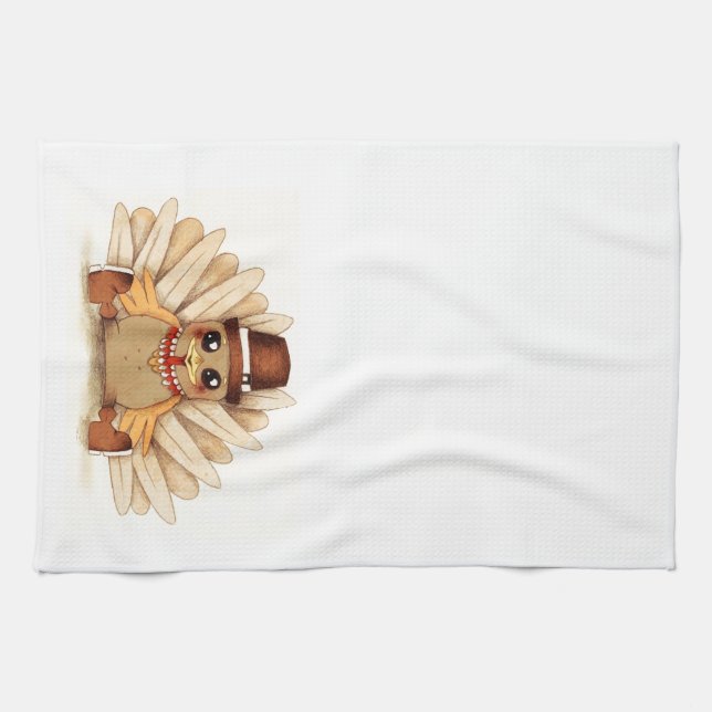 Paño De Cocina Dibujo del arte del peregrino de Turquía del Día (Horizontal)