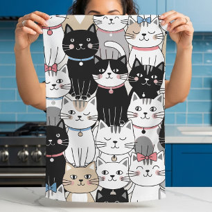 Paño De Cocina Dibujo divertido de gato adorable