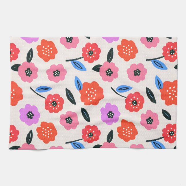 Paño De Cocina Dibujo Han patrón de flores (Horizontal)