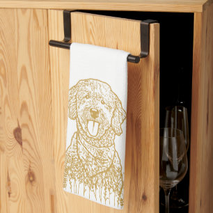 Paño De Cocina Dibujo manual personalizado de perro goldendoodle