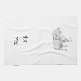 Paño De Cocina Dibujo negro y blanco de una vaca divertida |Vida 