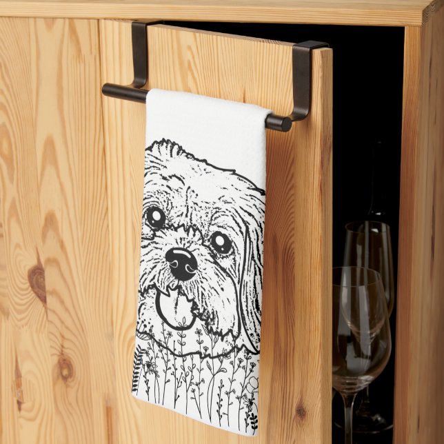 Paño De Cocina Dibujo personalizado de mano de Shih Tzu Dog (Pliegue de tercios)