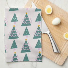 Paño De Cocina Dibujos de árboles lindos rosa verde