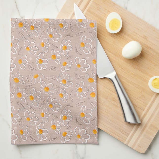 Paño De Cocina Dibujos de flores felices (Doblado Cuarto)