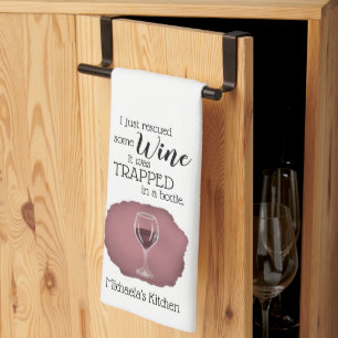 Paño De Cocina Dicho Divertido de Vino Rescatado de Botella