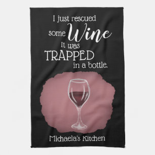 Paño De Cocina Dicho Divertido de Vino Rescatado de Botella