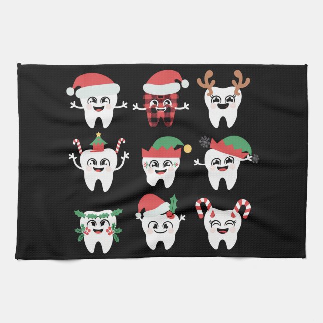 Paño De Cocina Dientes Navidades dentales divertidos dientes cute (Horizontal)