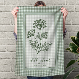 Paño De Cocina Dill Herb Kitchen Towel – Green Gingham Border