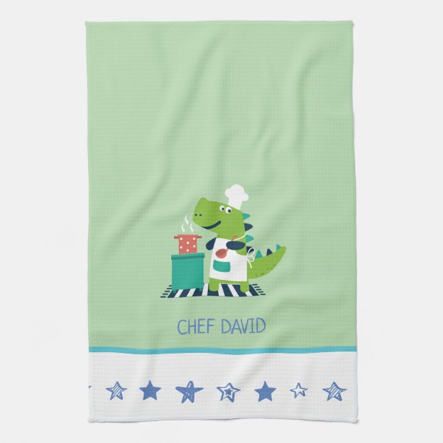 Paño De Cocina Dinosaur Chef Kitchen Towel (Vertical)