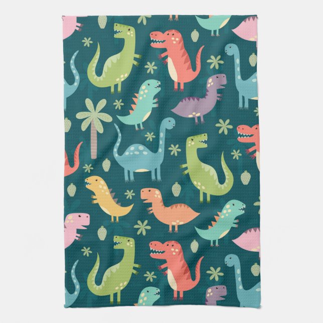 Paño De Cocina Dinosaurios Animados Cute (Vertical)