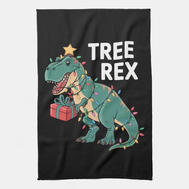 Paño De Cocina Dinosaurios Árbol de Navidad Rex Pajamas Luces de  (Vertical)