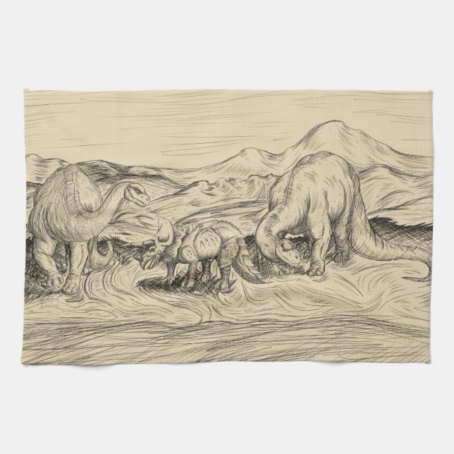 Paño De Cocina Dinosaurios clásicos (Horizontal)