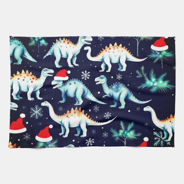 Paño De Cocina Dinosaurios navidades (Horizontal)