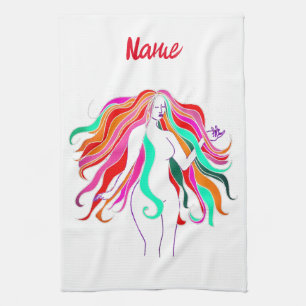 Paño De Cocina Diosa multicolor de pelo largo Thunder_Cove