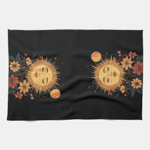 Paño De Cocina Diosa solar celestial con florlanes florecientes
