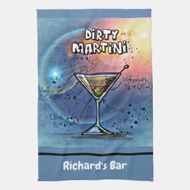 Paño De Cocina Dirty Martini Recipe Personalizado Bar Personaliza (Vertical)