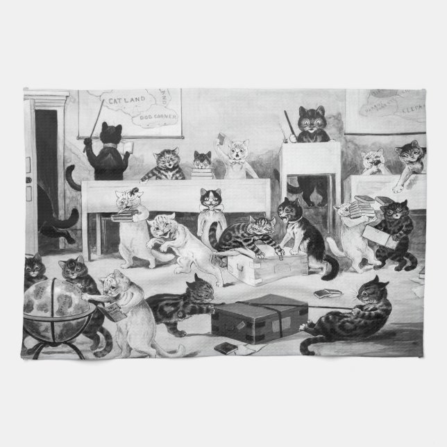Paño De Cocina Disciplina del aula de gatos, Louis Wain (Horizontal)