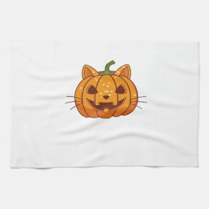 Paño De Cocina Disco Cat Jack o'Lantern Camiseta Clásica