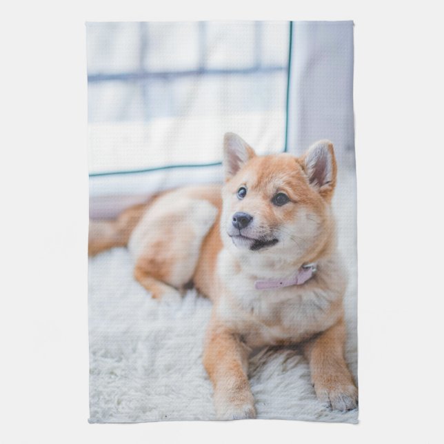 Paño De Cocina Diseñar tu propia foto de perro con pipa (Vertical)