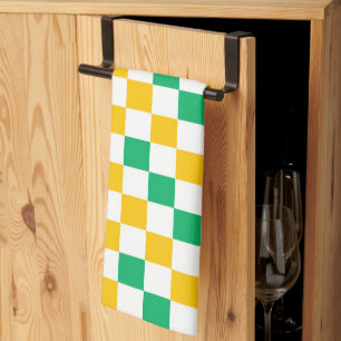 Paño De Cocina Diseño a cuadros amarillo blanco verde