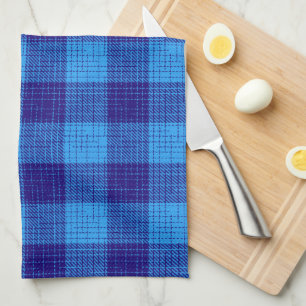 Paño De Cocina Diseño a cuadros gruesos con trama cruzada azul