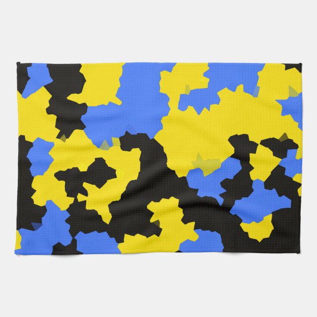 Paño De Cocina Diseño abstracto amarillo azul negro (Horizontal)