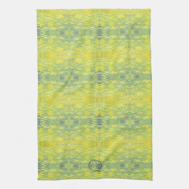 Paño De Cocina Diseño abstracto amarillo y verde (Vertical)