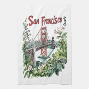 Paño De Cocina Diseño acuático del puente Golden Gate de San Fran