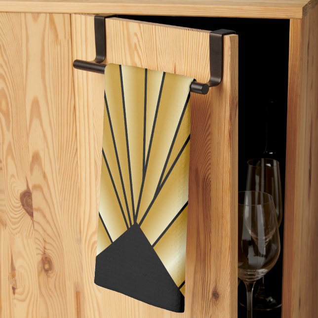 Paño De Cocina Diseño Art Deco de Oro (Pliegue de tercios)