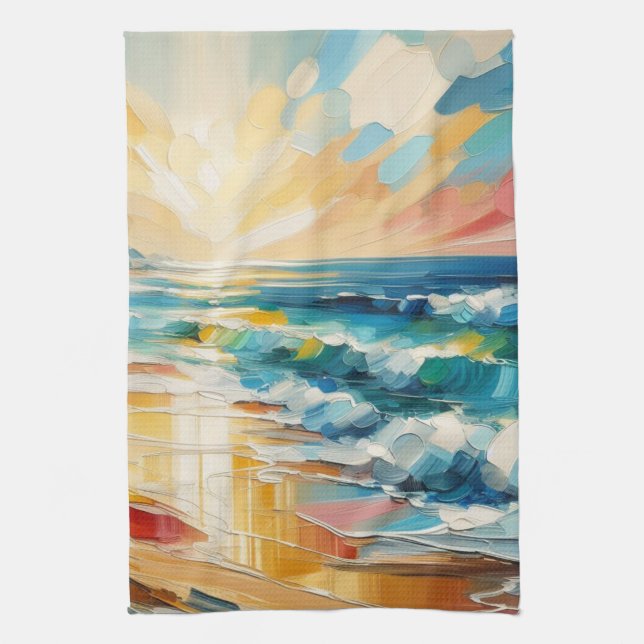 Paño De Cocina Diseño Art Moderno Beach Sunset Art (Vertical)