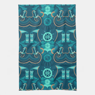 Paño De Cocina Diseño azul náutico