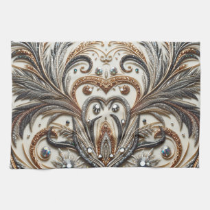 Paño De Cocina Diseño barroco glamuroso con piedras de Purpurina