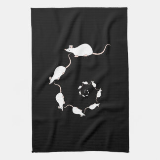 Paño De Cocina Diseño blanco lindo del ratón. Espiral de ratones